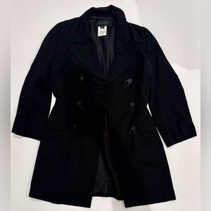 Atsugi Tayama Black Double Breasted Wool Coat Size 6